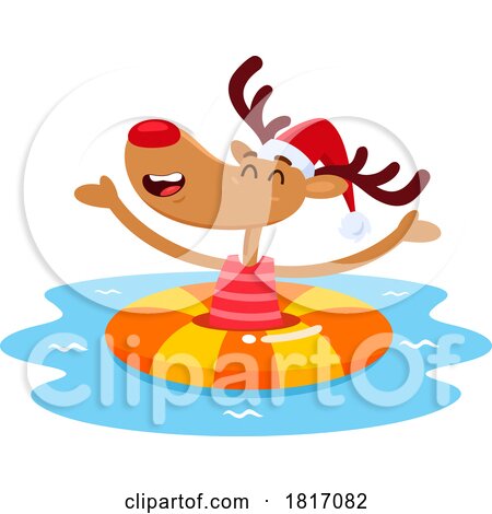 Cartoon Christmas Reindeer on Vacation Licensed Clipart by Hit Toon