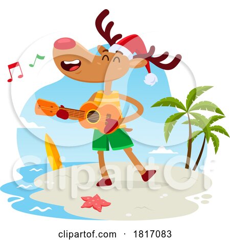 Cartoon Christmas Reindeer on Vacation Licensed Clipart by Hit Toon