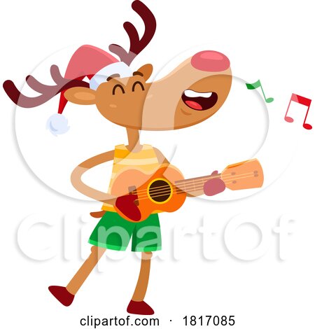 Cartoon Christmas Reindeer on Vacation Licensed Clipart by Hit Toon