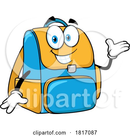 Cartoon Backpack Mascot Licensed Clipart by Hit Toon