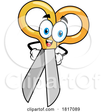 Cartoon Scissors Mascot Licensed Clipart by Hit Toon