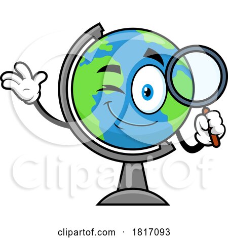 Cartoon Globe Searching Mascot Licensed Clipart by Hit Toon