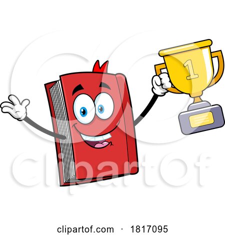 Cartoon Book with a Trophy Mascot Licensed Clipart by Hit Toon