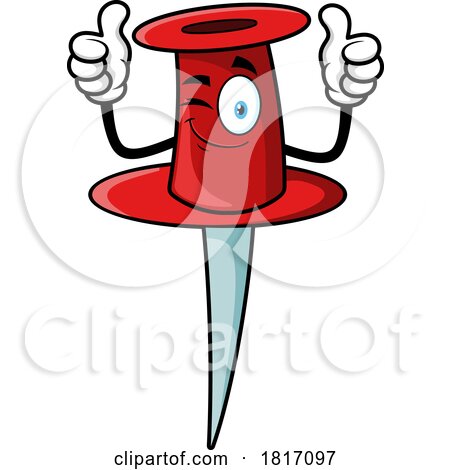 Cartoon Thumb Tack Mascot Licensed Clipart by Hit Toon