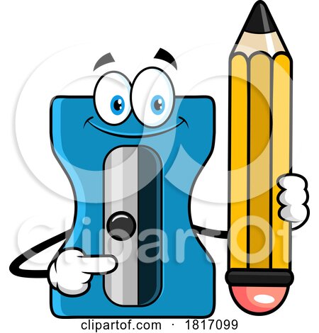 Cartoon Pencil and Sharpener Mascot Licensed Clipart by Hit Toon