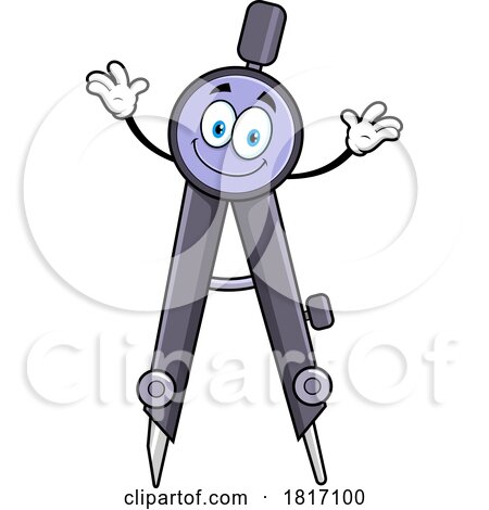 Cartoon Drafting Compass Mascot Licensed Clipart by Hit Toon