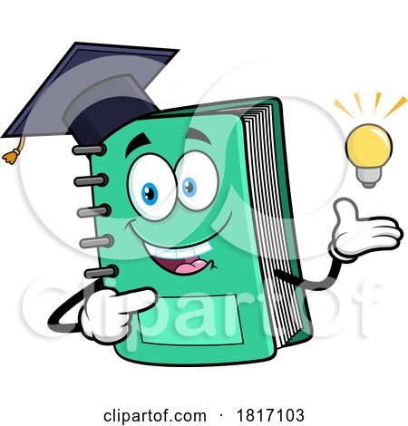 Cartoon Book Graduate Mascot Licensed Clipart by Hit Toon