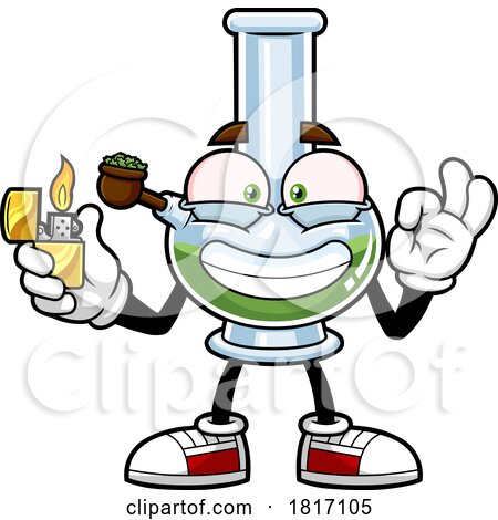 Cartoon Bong Mascot Lighting up Licensed Clipart by Hit Toon