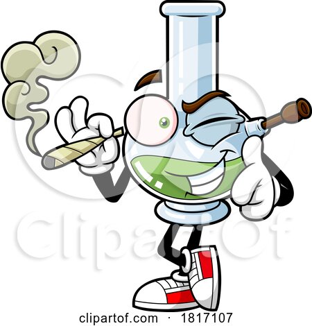 Cartoon Bong Mascot Smoking a Joint Licensed Clipart by Hit Toon