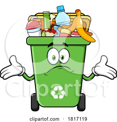 Cartoon Full Shrugging Recycle Bin Mascot Licensed Clipart by Hit Toon