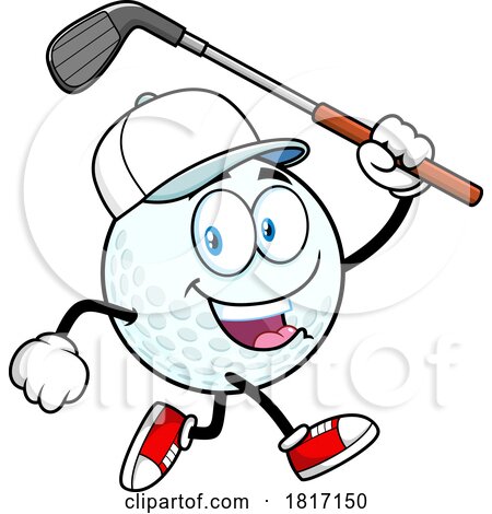 Cartoon Golf Ball Mascot Licensed Clipart by Hit Toon