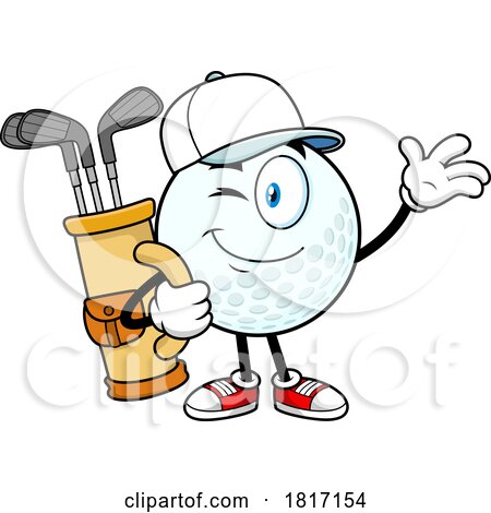 Cartoon Golf Ball Mascot with a Bag Licensed Clipart by Hit Toon