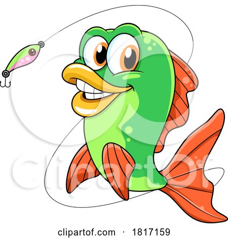 Cartoon Fish and Lure Licensed Clipart by Hit Toon