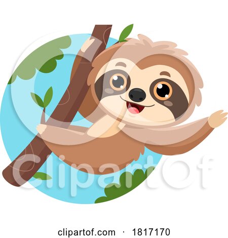 Cartoon Sloth Waving Licensed Clipart by Hit Toon