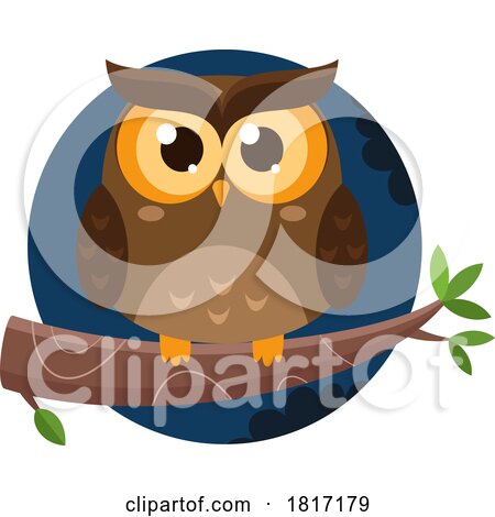 Cartoon Happy Owl on a Branch Licensed Clipart by Hit Toon