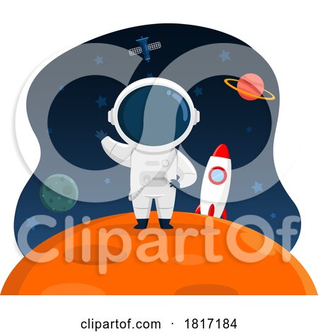 Cartoon Astronaut on a Foreign Planet Licensed Clipart by Hit Toon