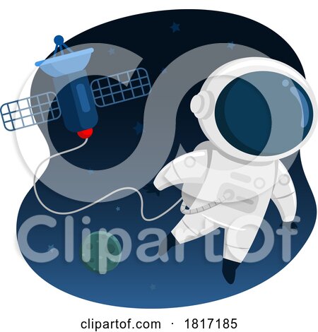 Cartoon Astronaut Floating in Space Licensed Clipart by Hit Toon