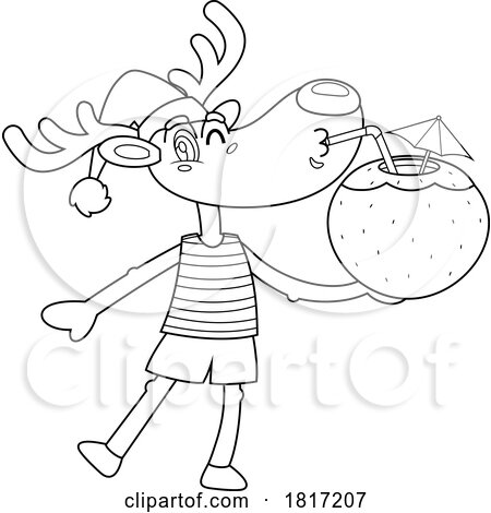 Cartoon Christmas Reindeer on Vacation Licensed Clipart by Hit Toon