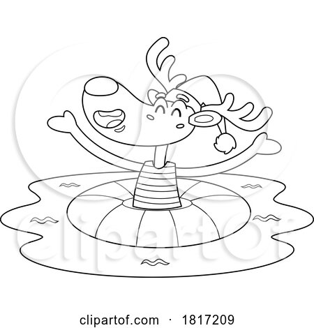 Cartoon Christmas Reindeer on Vacation Licensed Clipart by Hit Toon