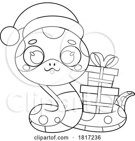 Cartoon Cute Christmas Snake Licensed Clipart by Hit Toon