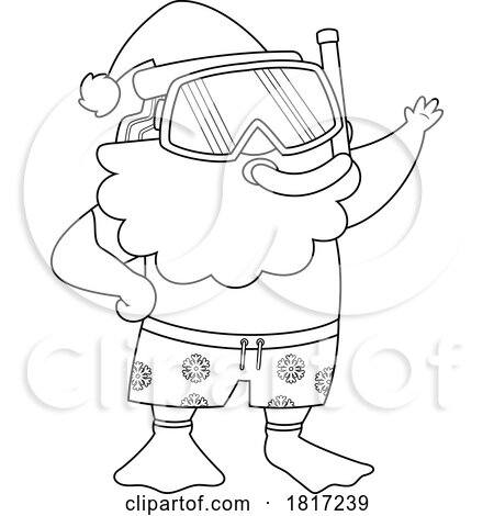 Cartoon Vacation Santa Claus Snorkeling Licensed Clipart by Hit Toon