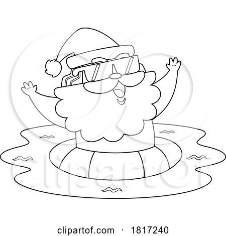 Cartoon Vacation Santa Claus Swimming Licensed Clipart by Hit Toon