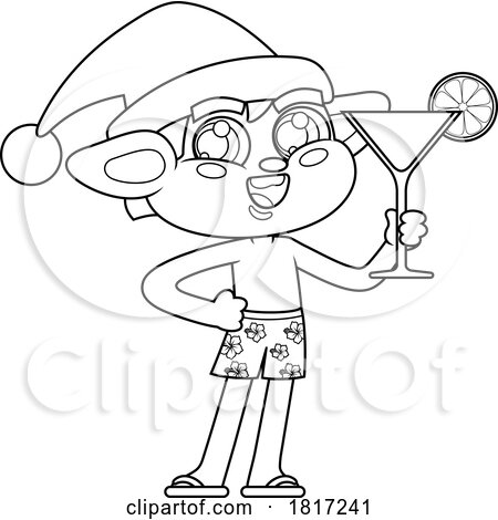 Cartoon Christmas Elf on Vacation Licensed Clipart by Hit Toon