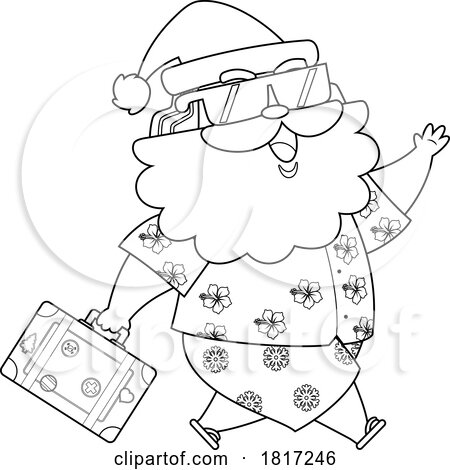 Cartoon Vacation Santa Claus with a Suitcase Licensed Clipart by Hit Toon