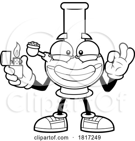 Cartoon Bong Mascot Lighting up Licensed Clipart by Hit Toon