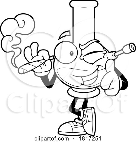 Cartoon Bong Mascot Smoking a Joint Licensed Clipart by Hit Toon