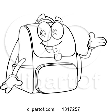 Cartoon Backpack Mascot Licensed Clipart by Hit Toon