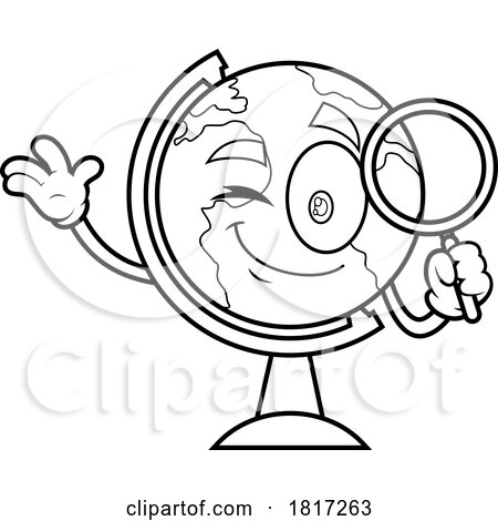 Cartoon Globe Searching Mascot Licensed Clipart by Hit Toon