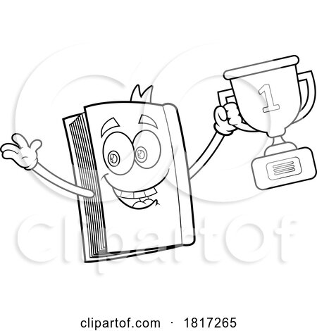 Cartoon Book with a Trophy Mascot Licensed Clipart by Hit Toon