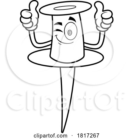 Cartoon Thumb Tack Mascot Licensed Clipart by Hit Toon