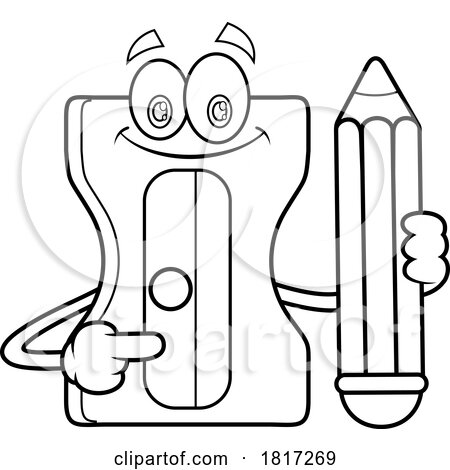 Cartoon Pencil and Sharpener Mascot Licensed Clipart by Hit Toon