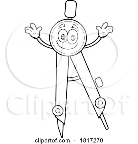 Cartoon Drafting Compass Mascot Licensed Clipart by Hit Toon