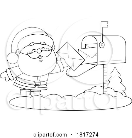 Cartoon Santa Claus Sending Mail Licensed Clipart by Hit Toon