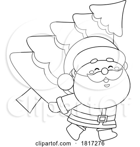 Cartoon Santa Claus Carrying a Tree Licensed Clipart by Hit Toon