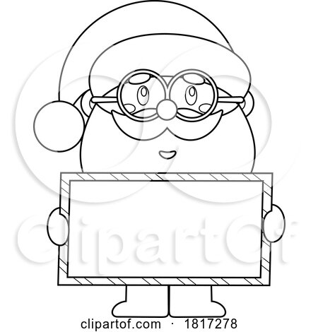 Cartoon Santa Claus Holding a Sign Licensed Clipart by Hit Toon