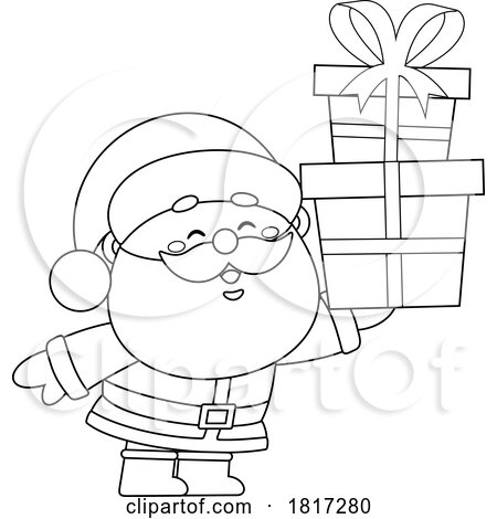 Cartoon Santa Claus Holding Gifts Licensed Clipart by Hit Toon