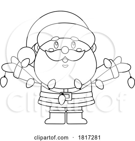 Cartoon Santa Claus with Christmas Lights Licensed Clipart by Hit Toon