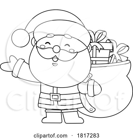 Cartoon Santa Claus with Sack of Gifts Licensed Clipart by Hit Toon