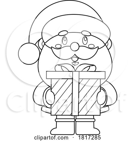 Cartoon Santa Claus Holding a Gift Licensed Clipart by Hit Toon