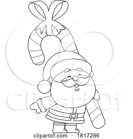 Cartoon Santa Claus with a Candy Cane Licensed Clipart by Hit Toon