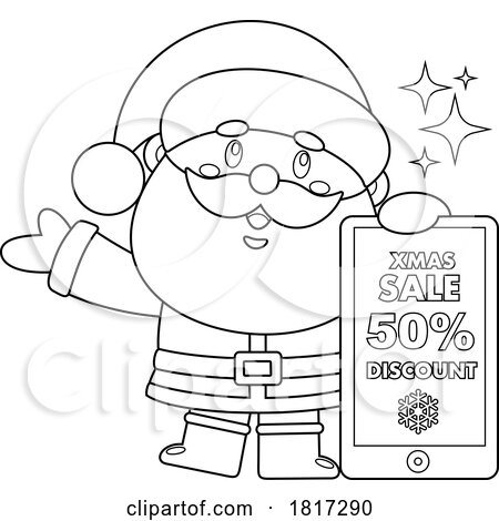 Cartoon Santa Claus with a Discount Sign Licensed Clipart by Hit Toon