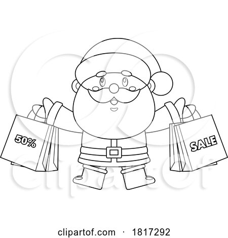 Cartoon Santa Claus with Sale Bags Licensed Clipart by Hit Toon