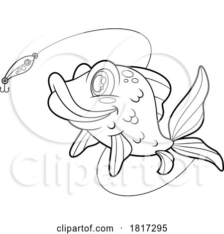 Cartoon Fish and Lure Licensed Clipart by Hit Toon