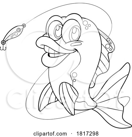 Cartoon Fish and Lure Licensed Clipart by Hit Toon