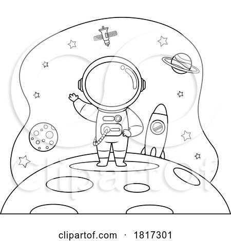 Cartoon Astronaut on a Foreign Planet Licensed Clipart by Hit Toon