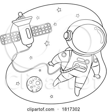 Cartoon Astronaut Floating in Space Licensed Clipart by Hit Toon